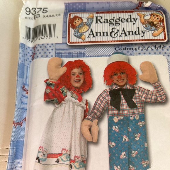 4/$50 Simplicity 9375 Raggedy Ann & Andy Child Costumes sew pattern 🪡 - Picture 4 of 6